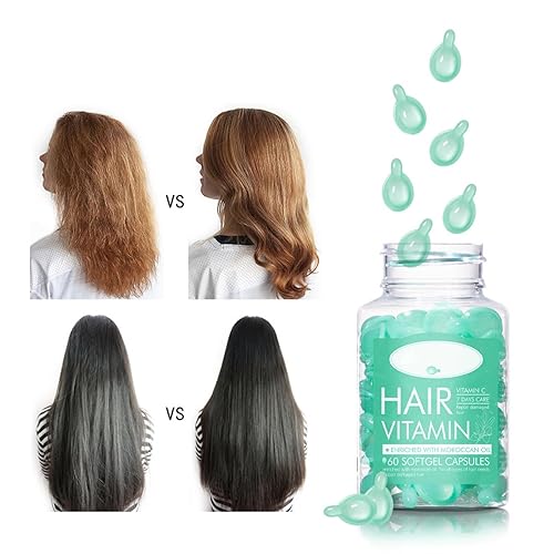 Miniatura 4 de 60 cápsulas de aceite de suero para el tratamiento del cabello, fórmula hidratante para el cabello, suero con vitaminas para cabello dañado, TURQUESA