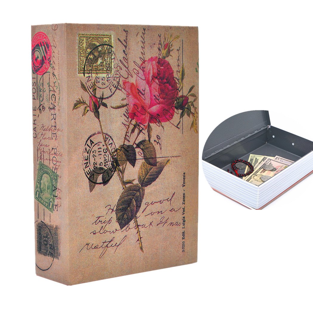 Medigy Rose Money Safe Books Portable Hidden Safe Book With Combination Lock Diversion Book Safe Money Storage Secret Books Size M: 24.1 * 15.7 * 5.5Cm-9.5 * 6.2 * 2.2"