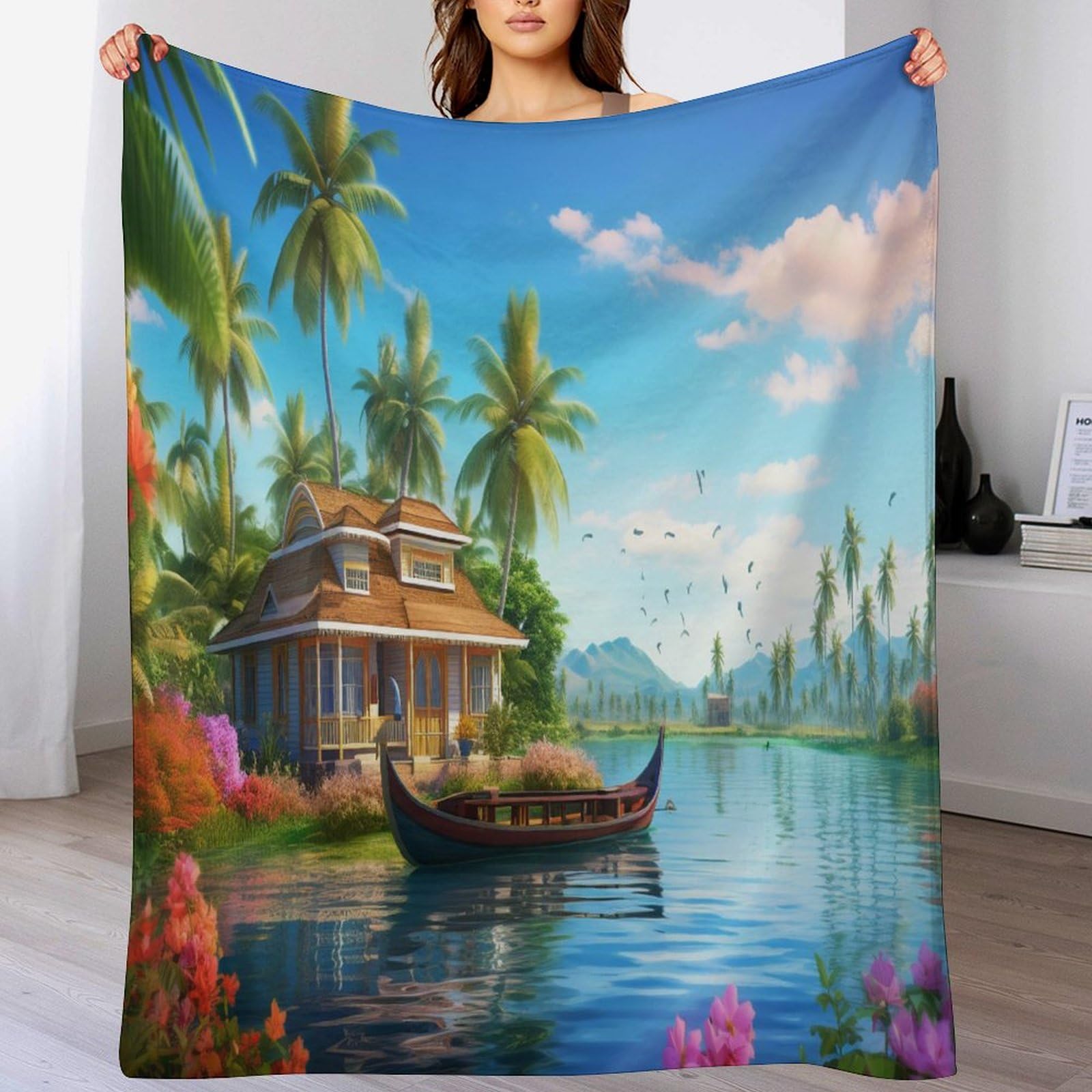 Couverture Canapé Holiday Bay Premium en Flannel Moelleuse et Décorative