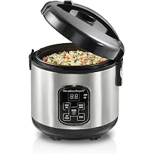 Hamilton Beach Digital Programmable Rice Cooker &amp; Food Steamer, 8 Cups Cooked (4 Uncooked), With Steam &amp; Rinse Basket, Stainless Steel (37518)