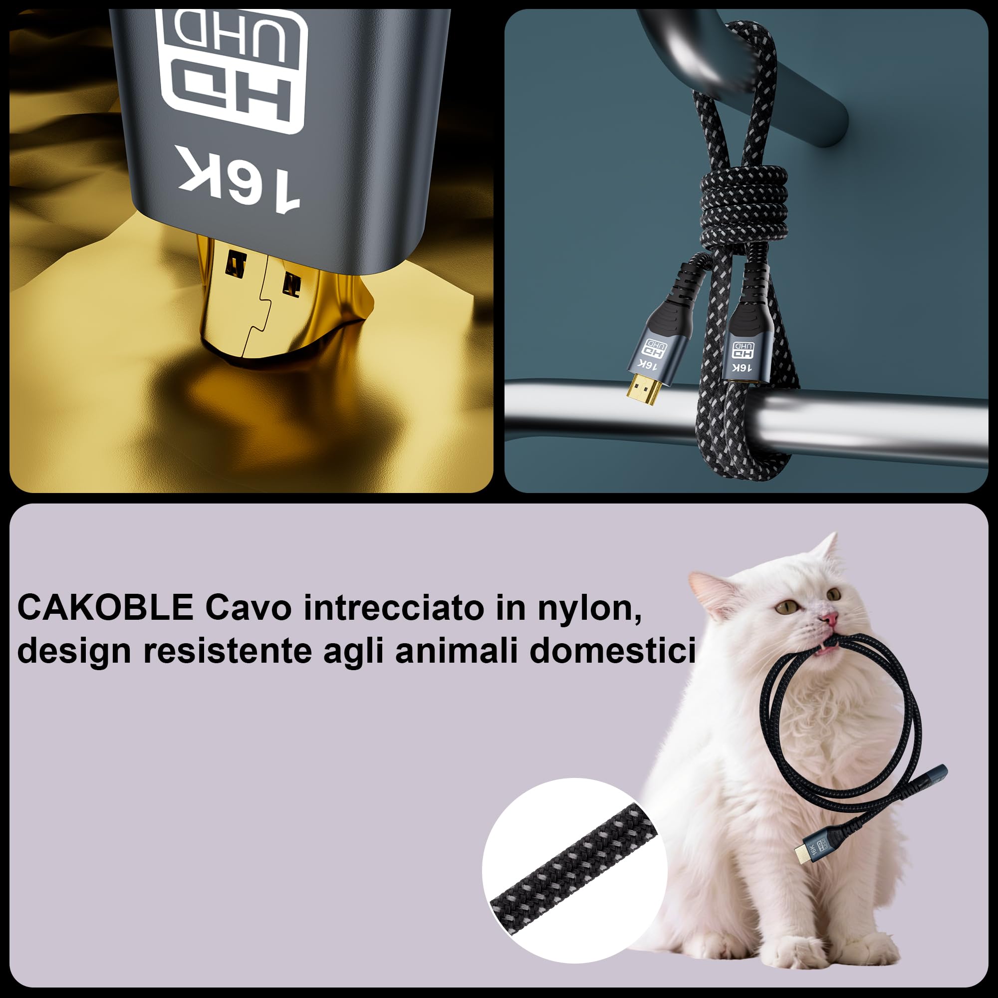 CAKOBLE Cavo Prolunga HDMI 2.2 Maschio-Femmina 96 Gbps Ultra High Speed (1.5m+1.5m)