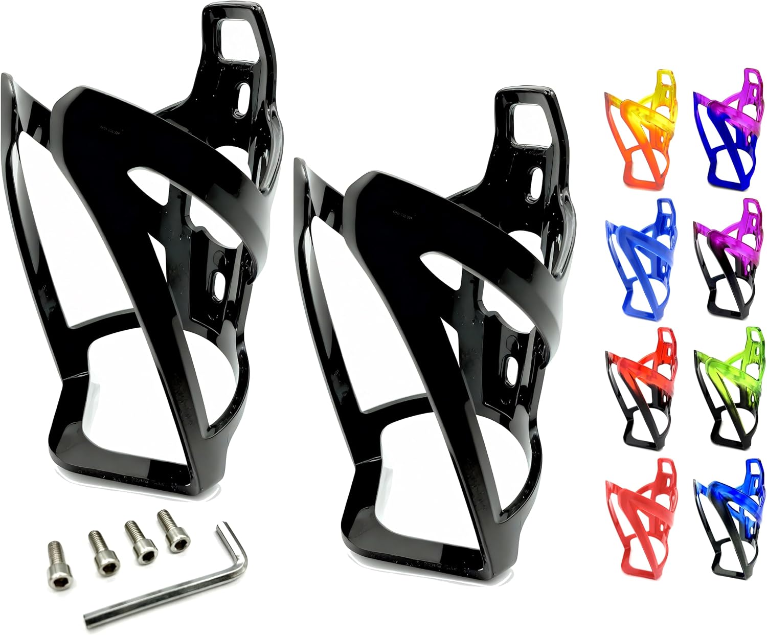 Revere Ultra-Light Bike Water Bottle Holder – Durable Bicycle Bottle Cage for Road, MTB, & Mountain Bikes – 2-Pack with Screws & Installation Tool – Premium Cycling Accessories (Black)