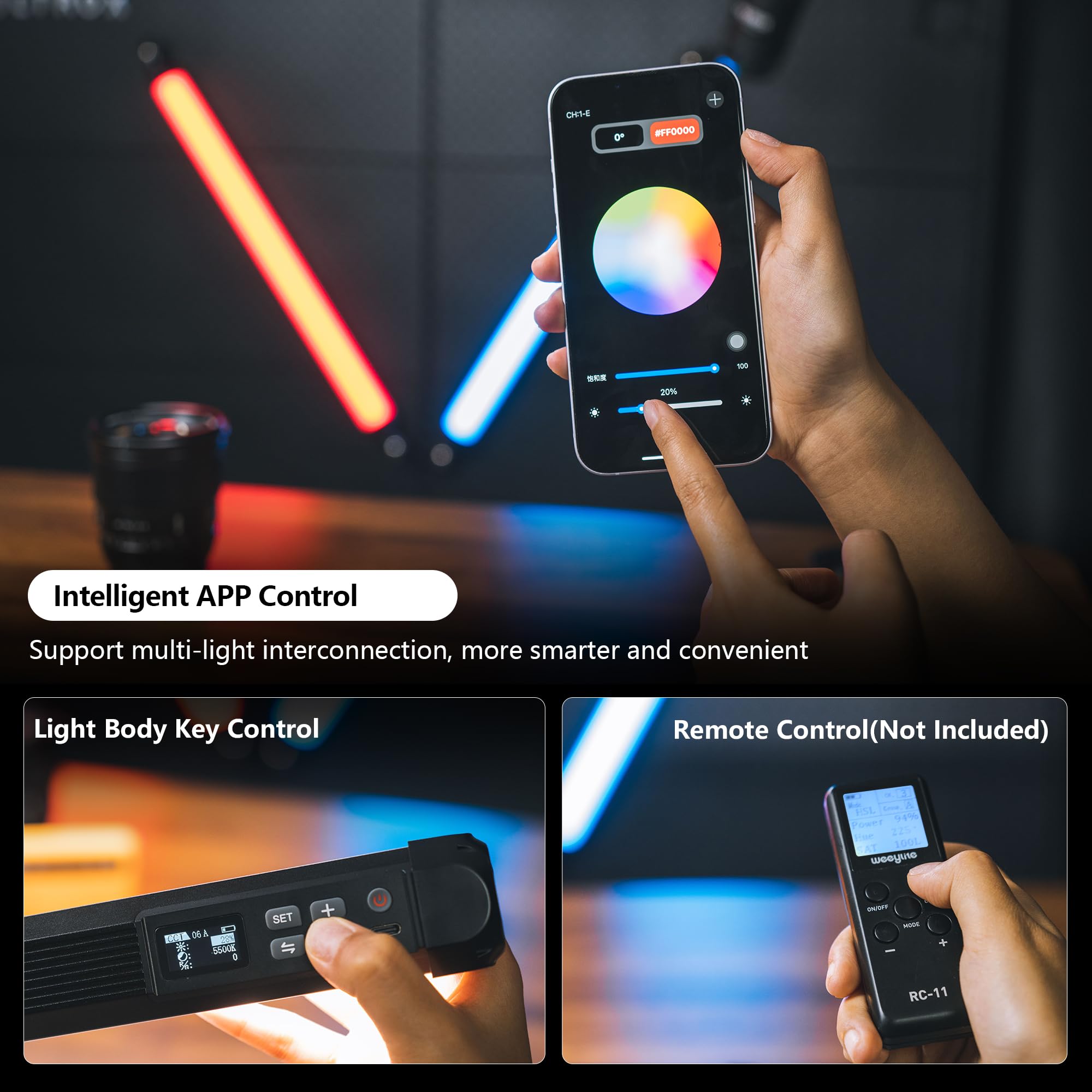 VILTROX K60 RGB LED Light Wand, Handheld 360° RGB LED Video Light