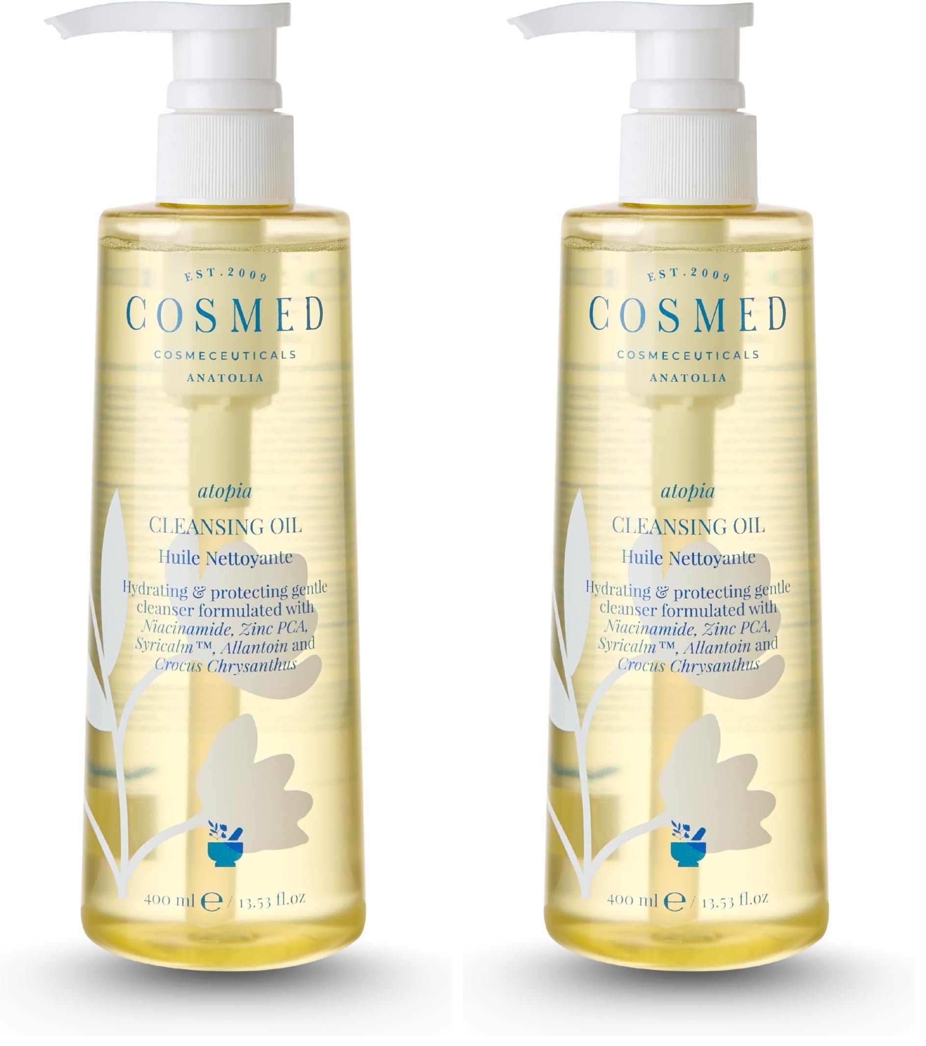 COSMED Cleansing Oil, Yüz ve Vücut için Yağ Bazlı Temizleyici, 400 ml (2 paketi)