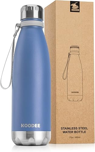 Miniatura 25 de koodee Botella de agua de acero inoxidable de 17 onzas con aislamiento al vacío de doble pared sin BPA, botella de agua deportiva a prueba de fugas