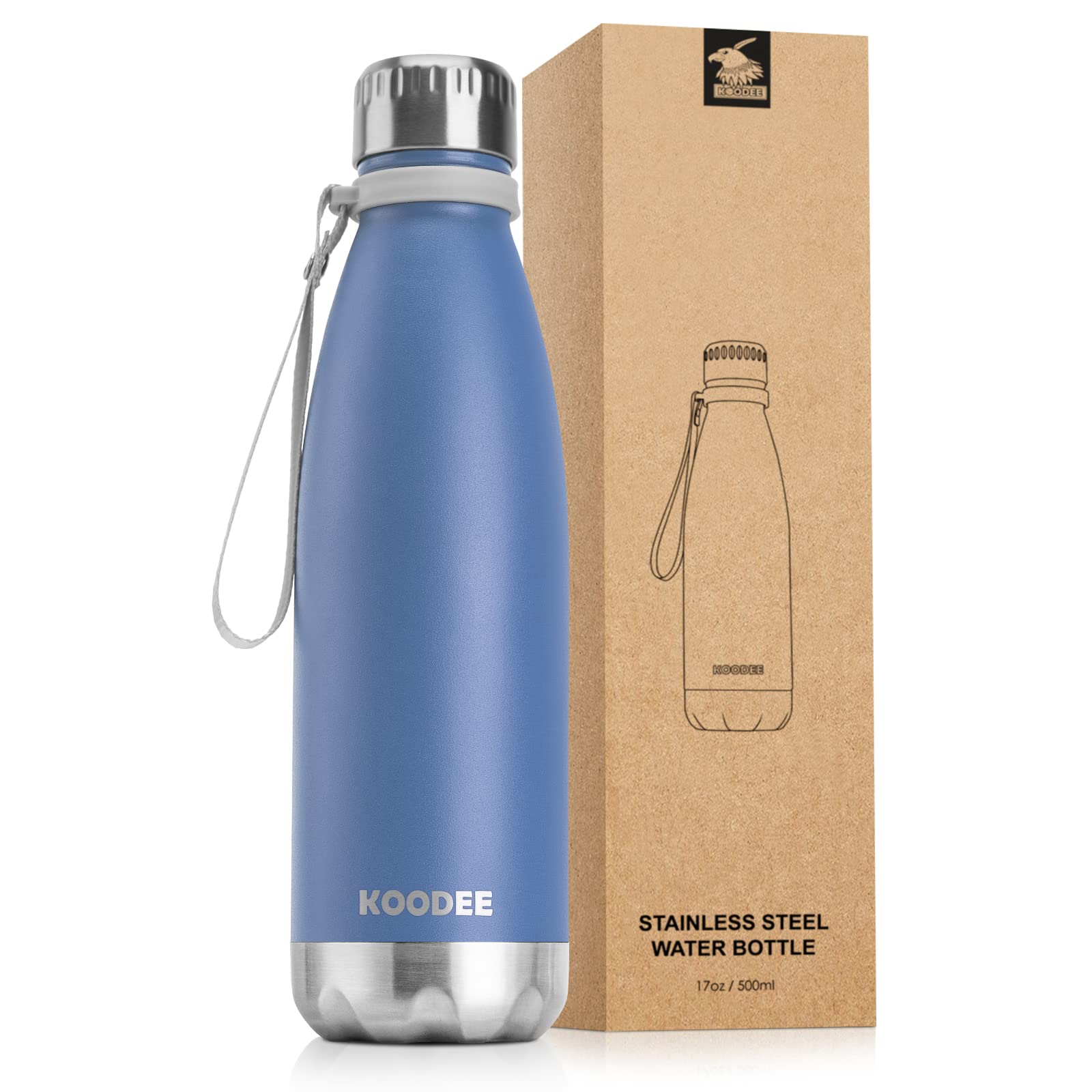 koodee 17 oz Stainless Steel Double Wall Vacuum Insulated Sports Water Bottle, PBA Free