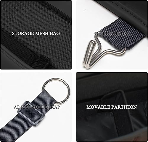 Miniatura 6 de FURSATO Organizador de asiento trasero de automóvil 5 en 1, caja de pañuelos de cuero duradera para automóvil, soporte para bolso colgante, taza de