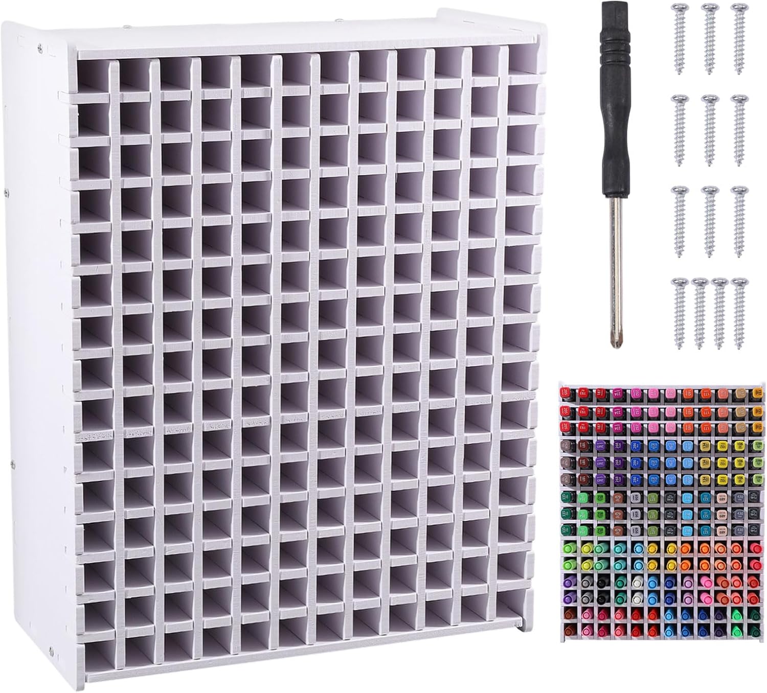 GLOBLELAND Art Marker Storage Rack for 180 Markers Art Craft Paint Marker Storage Organizer Art Paint Brushes Watercolor Pens Organizer Holder Desk Rack