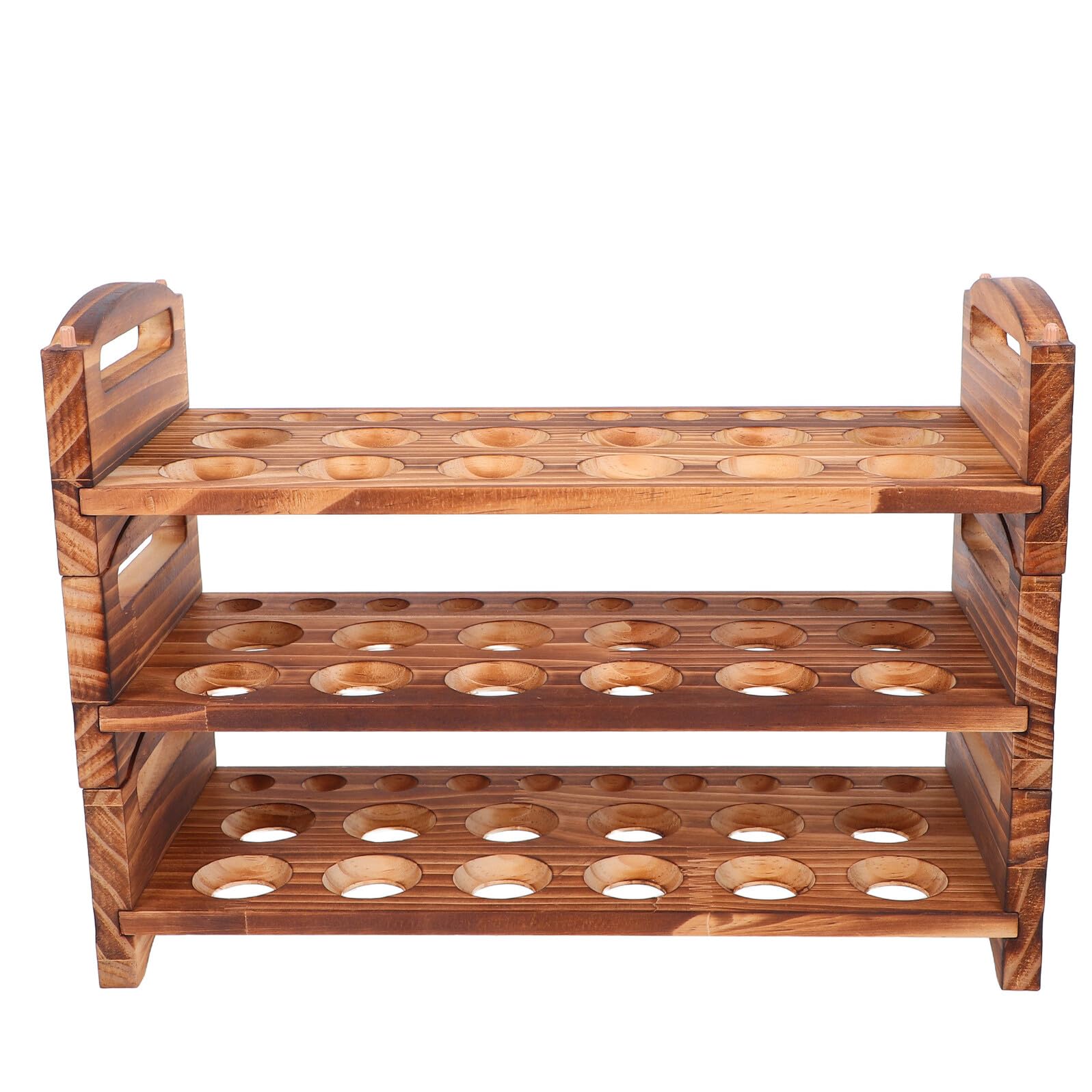 GALPADA Estantes de Madera para Huevos Soporte Apilable con Ranuras Ventiladas Organizador Rústico para Cocina y Mostrador