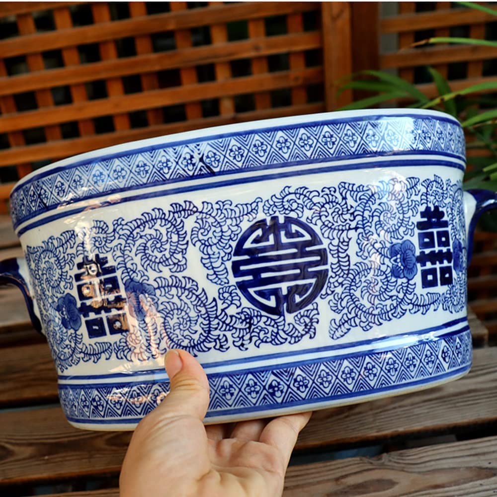 Amazon.com : LNPTAL Blue and White Ceramic Planter, 12.6