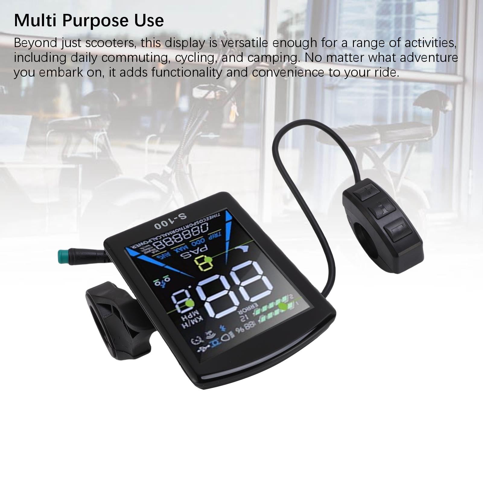 Luocute Display LCD per Bici Elettrica, Cruscotto Display LCD per Scooter con Schermo a Colori con Cavo a 5 Nuclei Resistente Alla Pioggia, Adatto per la Modifica della Bici per