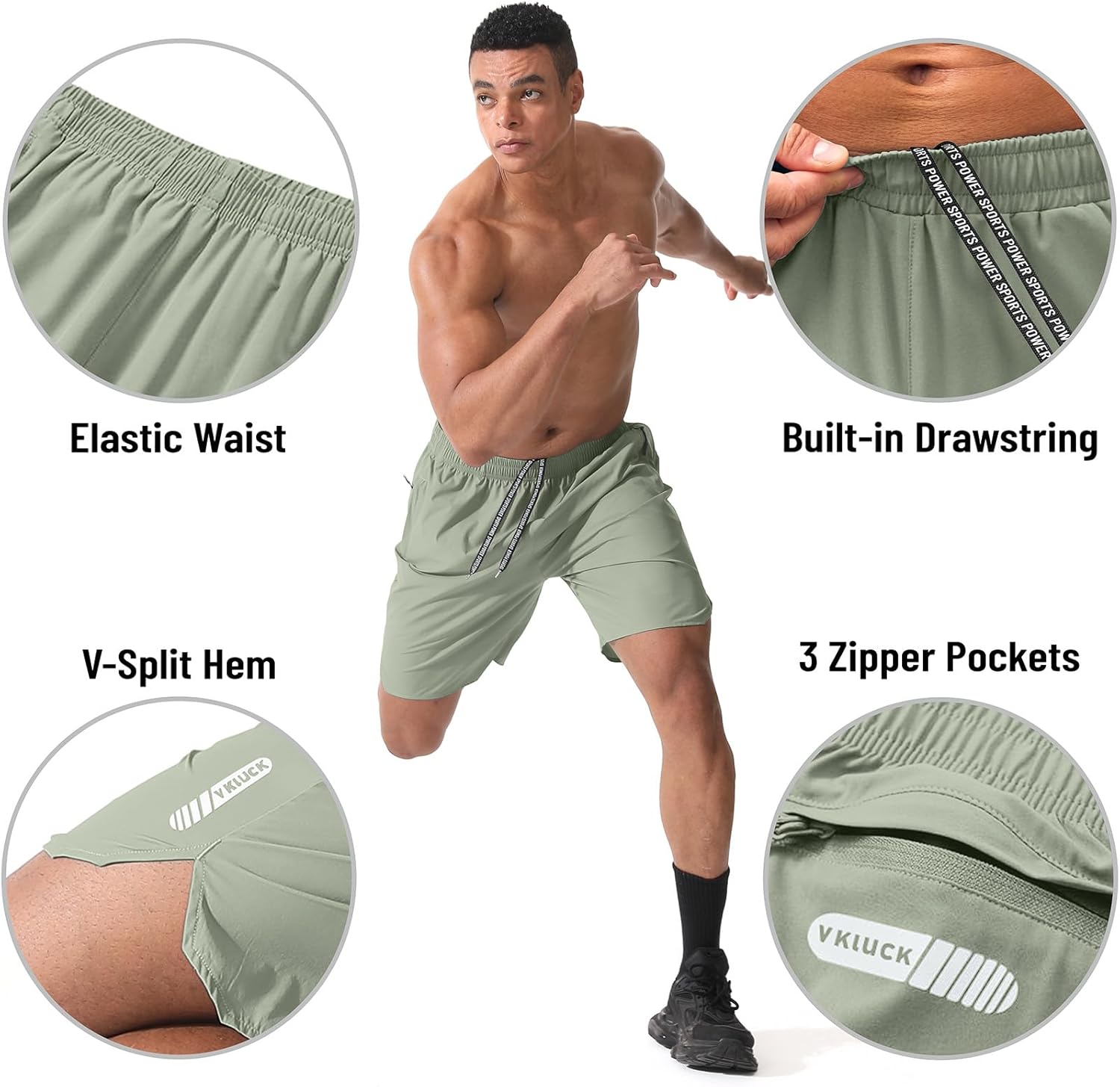 Athletic Running Shorts for Men 7" Lightweight Quick Dry Gym Shorts with Zipper Pockets for Casual, Workout, Travel - Image 5
