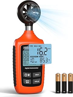 Digital Anemometer, YOWEXA Portable Wind Speed Meter with Backlight Screen, Air Flow Tester Supports