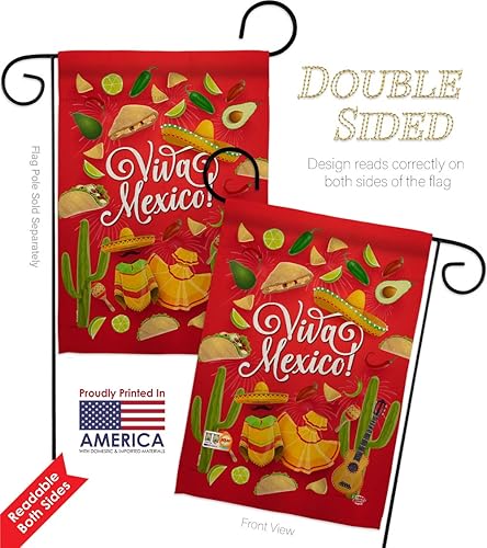 Vista 21 de Viva Mexico House Flag Set Summer Party Cactus Pinata Sombrero Mexican Fiesta Outdoor Small Decorative Gift Yard Banner Made in USA 28 X 40