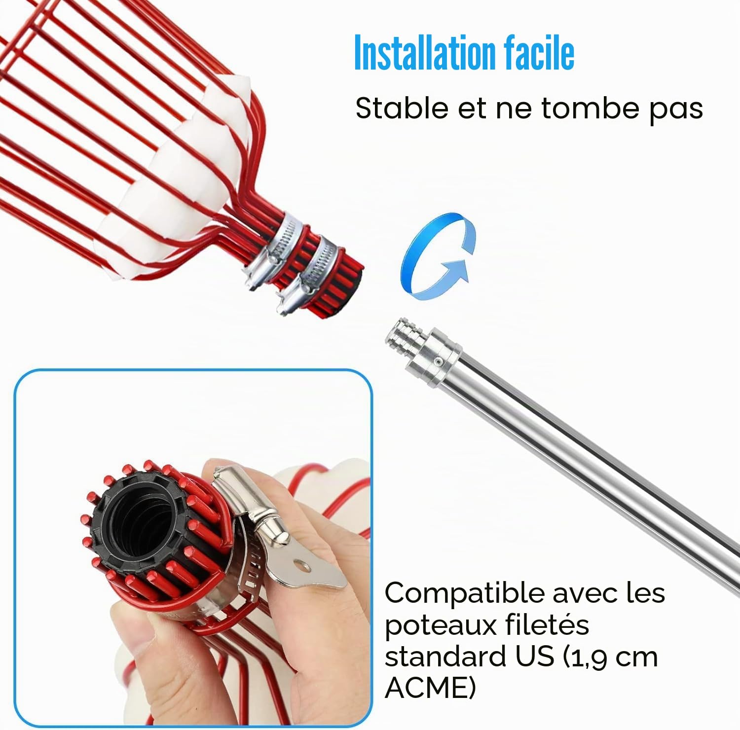 SAN LIKE Perche Cueille Fruit Telescopique 4 M, Cueilleur de Fruits avec Manche Telescopique, Fruit Picker Peigne à Olive Peigne pour Ramasser les Olives, Pommes, Poires, Pêches, Avocats