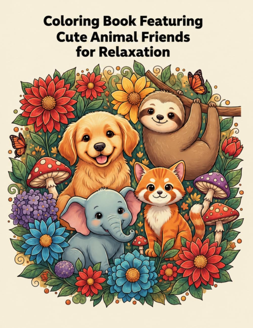 Coloring Book Featuring Cute Animal Friends for Relaxation