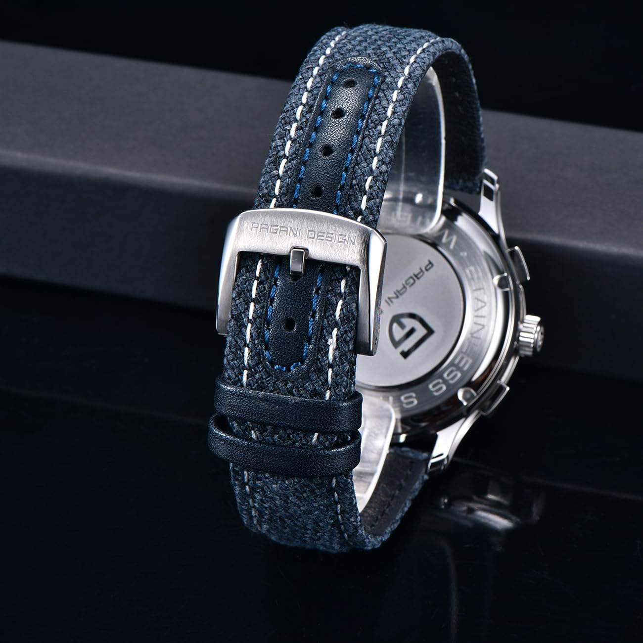 Pagani Design - Reloj de Cuarzo para Hombre, 100 Metros de Resistencia al Agua, Movimiento japonés, Correa de Piel Trenzada, Estilo Moderno
