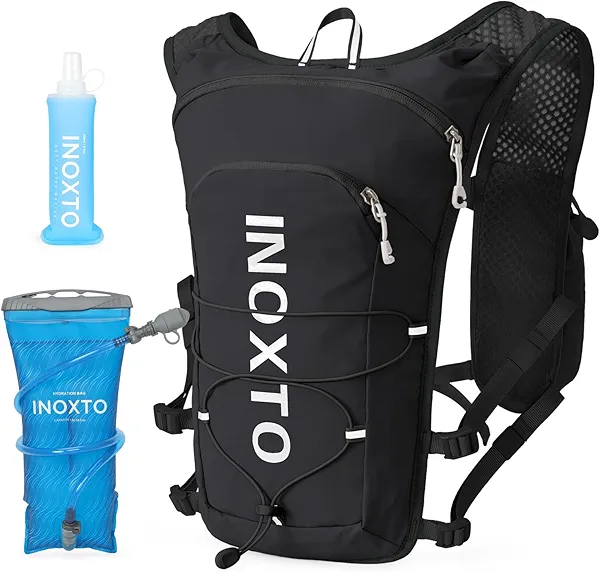 INOXTO Running Hydration Vest Backpack,Lightweight Pack with 1.6L Water Bladder Hydration Backpack Daypack for Hiking Trail Running Cycling Race Marathon for Women Men