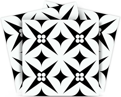 Miniatura 10 de Mi Alma Calcomanías de azulejos en blanco y negro, 24 unidades, calcomanías para azulejos en muro, baño y cocina, calcomanías de vinilo para pared