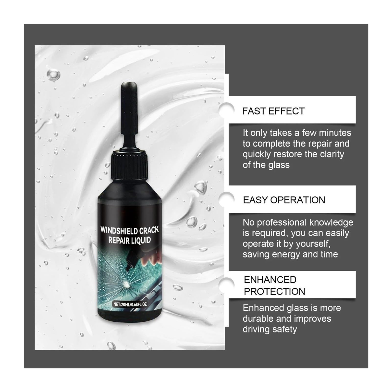 Universelles Auto-Windschutzscheiben-Reparaturset mit Nano-Flüssigkeit(5 Set 20ml)