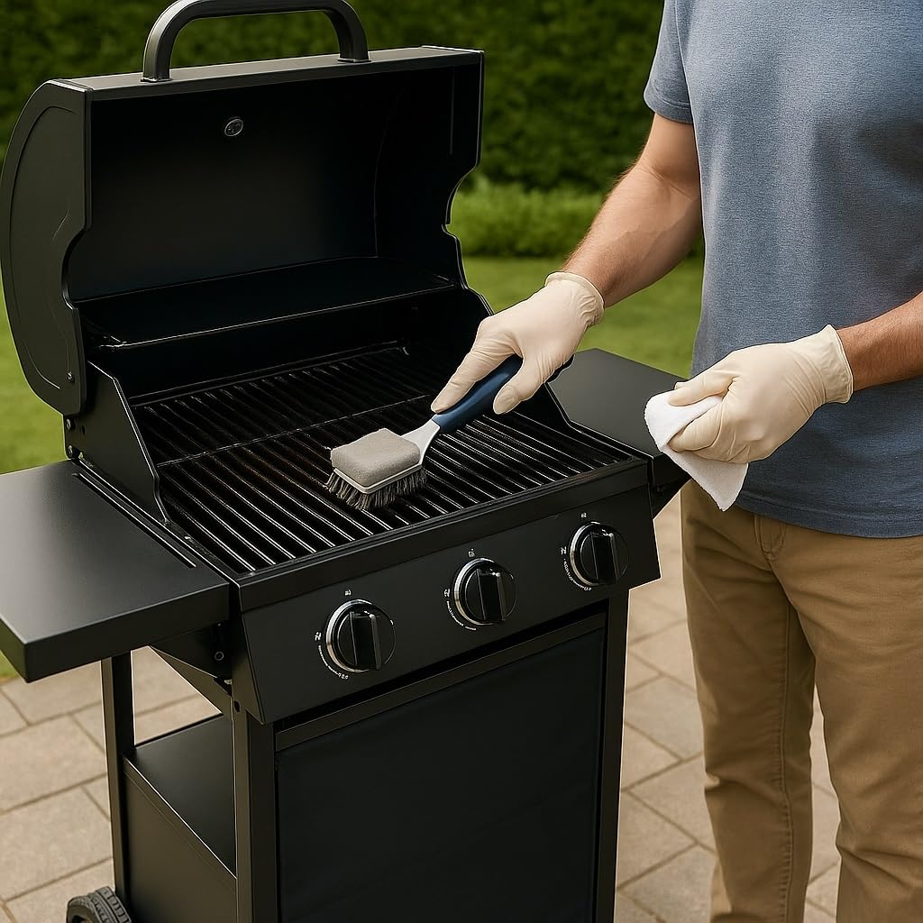 Barbecue a Gas California 2 Fuochi 9,7 Kw con Bruciatore Laterale in Acciaio Verniciato Nero