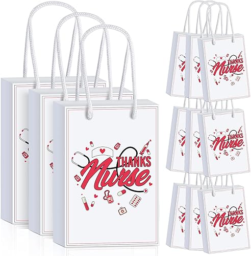 Miniatura 1 de Outus 12 bolsas de regalo para enfermeras, bolsas de regalo de agradecimiento para enfermeras, bolsas de regalo de semana de enfermeras con asa para