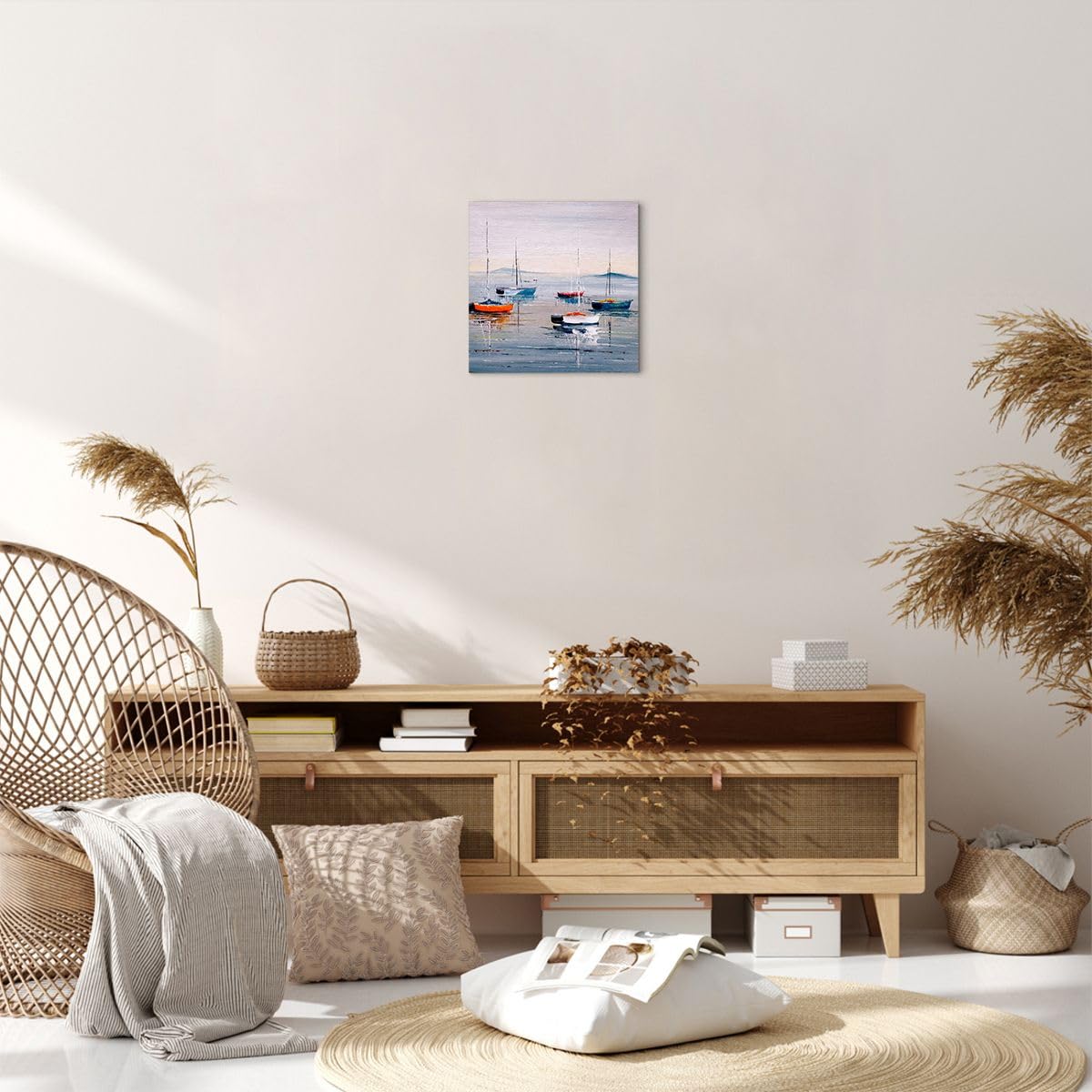 Quadro Su Tela 100x70 Cm – Barca A Vela Sul Lago In Bianco E Nero, Stampe Da Parete Grandi, Decorazione Moderna Per Soggiorno E Cucina
