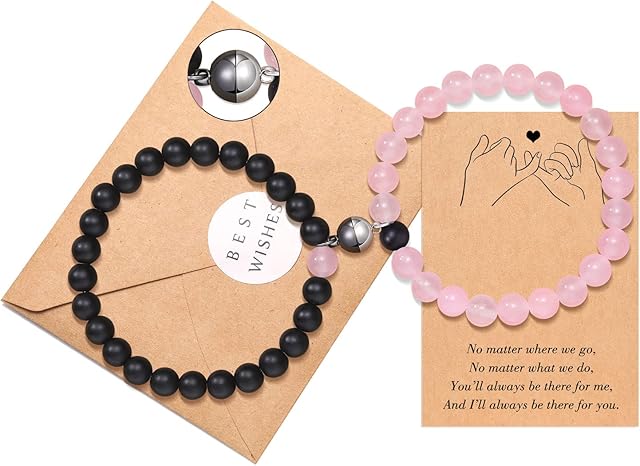 D Dongjiangjin Gift Matching Couple Bracelets Long Distance Relationship Bracelets Couple Christmas Birthday Valentine's Day Gifts for Boyfriend Girlfriend Him Her