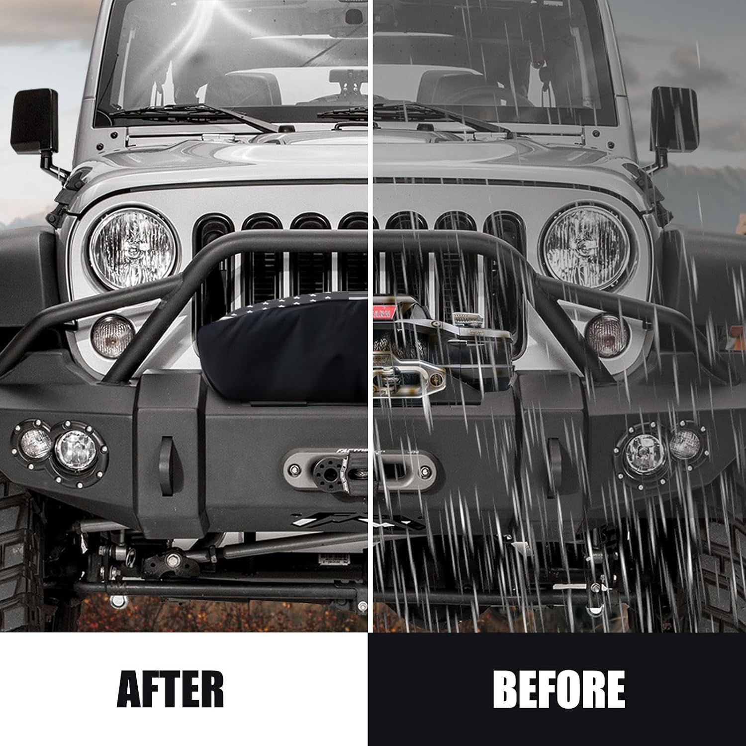 YIXIN Heavy Duty Waterproof 600D Winch Cover with Elastic,Indoor/Outdoor Winch Accessories,Weather Resistant Cover for Electric Winches 8,500 lb-175,00 lb (Black#A)