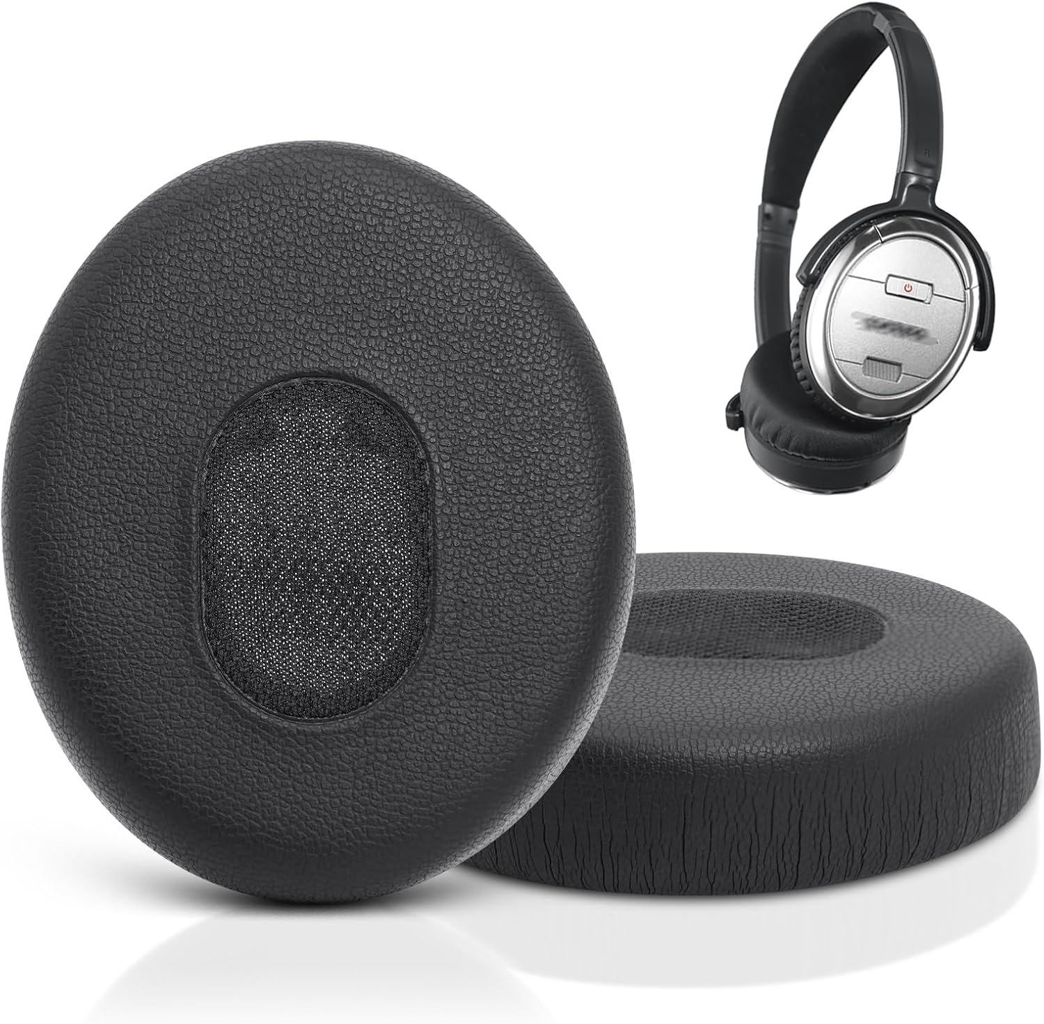 Ear Pads Replacement for Bose QuietComfort 3 On-Ear Headphones, GVOEARS Earpads Cushions for Bose QC3 OE1 with Memory Foam Protein Leather (Black)