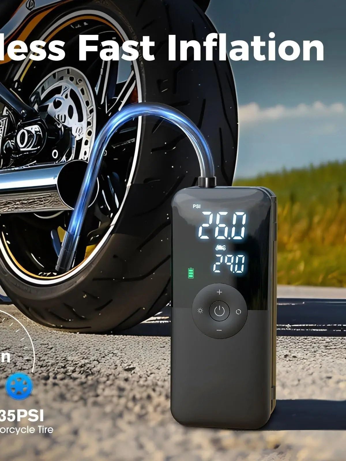 Compresores de aire portátiles Bomba de aire portátil de 150PSI para neumáticos de automóvil, inflador de neumáticos con batería de 5600mAh, compresor inalámbrico para inflar Inflador Ruedas Coche