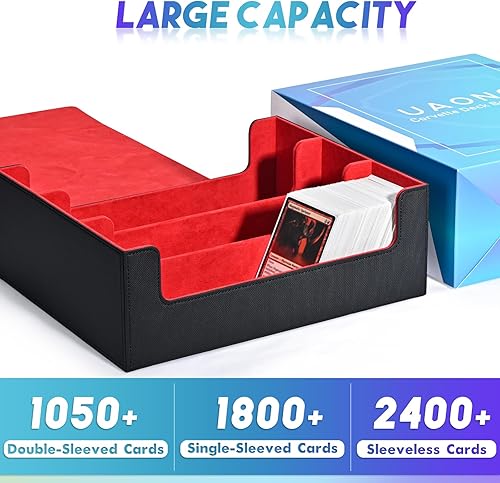 Miniatura 2 de Caja de almacenamiento de tarjetas para tarjetas intercambiables, más de 1800 fundas de piel sintética para cartas de comandante, soporte magnético