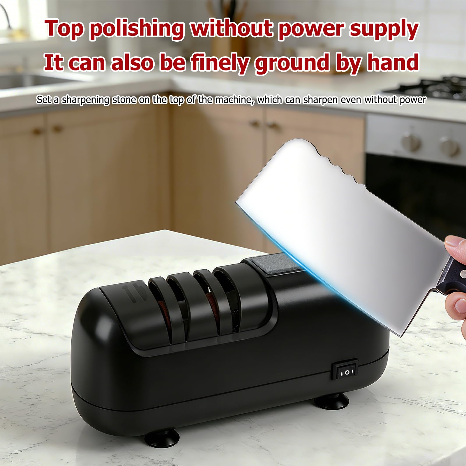 afilador cuchillos electrico, afilador de cuchillos profesional, afilador eléctrico, electric knife sharpener, adecuado para cuchillos de doble bisel y dentados, poco ruido, fácil usar - Black