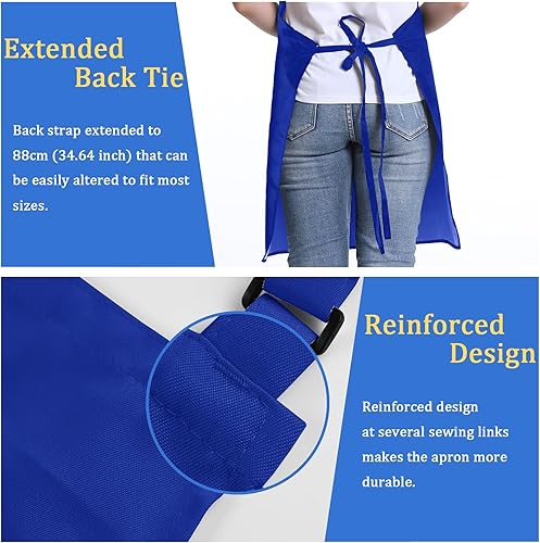 Miniatura 4 de Paquete de 4 delantales de chef, delantal ajustable con 2 bolsillos, delantal personalizado unisex para cocinar, cocina, restaurante