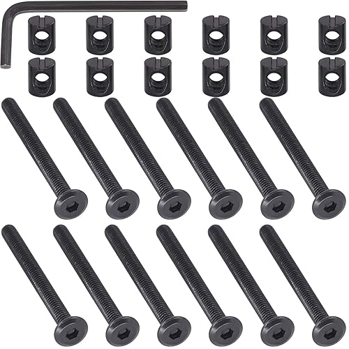 Miniatura 9 de Pernos hexagonales chapados en zinc negro, M6 x 2.362 in, 24 unidades, pernos de cuna y tuercas de barril de repuesto para cunas, camas, sillas,