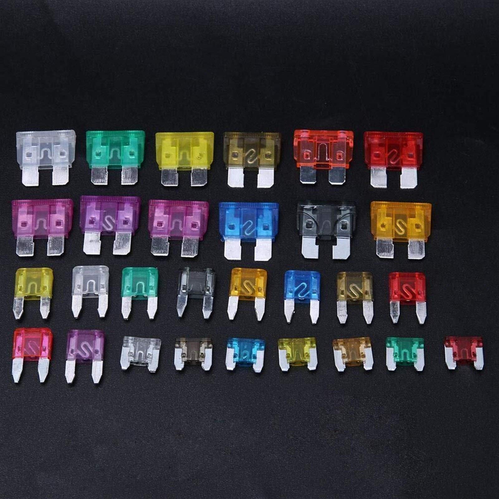 165-teiliges Auto-Sicherungs-Sortiment-Set, Flachsicherungseinsatz, Typ Aluminium, mittelgroß, klein, Mini-Größe, Auto-Sicherungs-Sortiment-Set, Motorrad, LKW, SUV, Kfz-Ersatzsiche