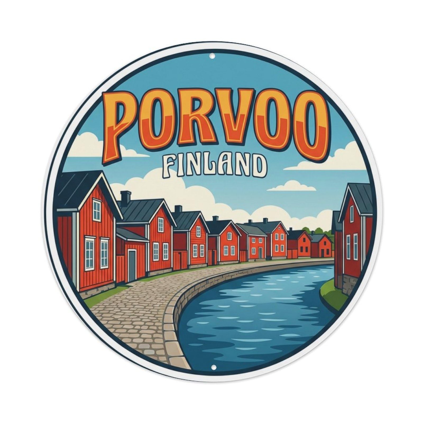 Galvaxio Style Retro Travel Finland Porvoo Metal Tin Sign