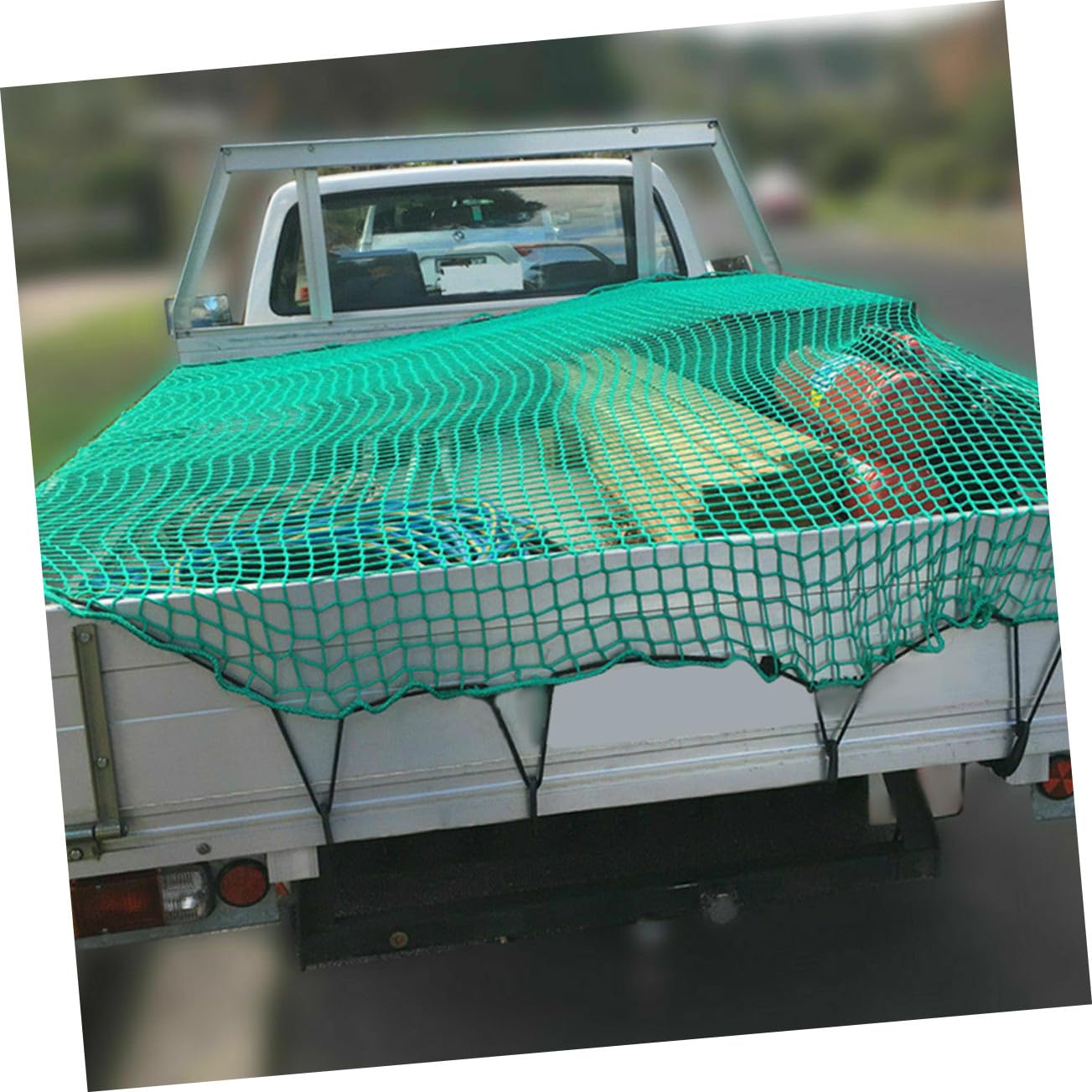 LKW Transportnetz aus Reißfestem Nylon mit Elastischem Bungee Seil und Haken Uv Beständig Abriebfest Ladungssicherung für Pickup Anhänger Schutz vor Ladungsverlust