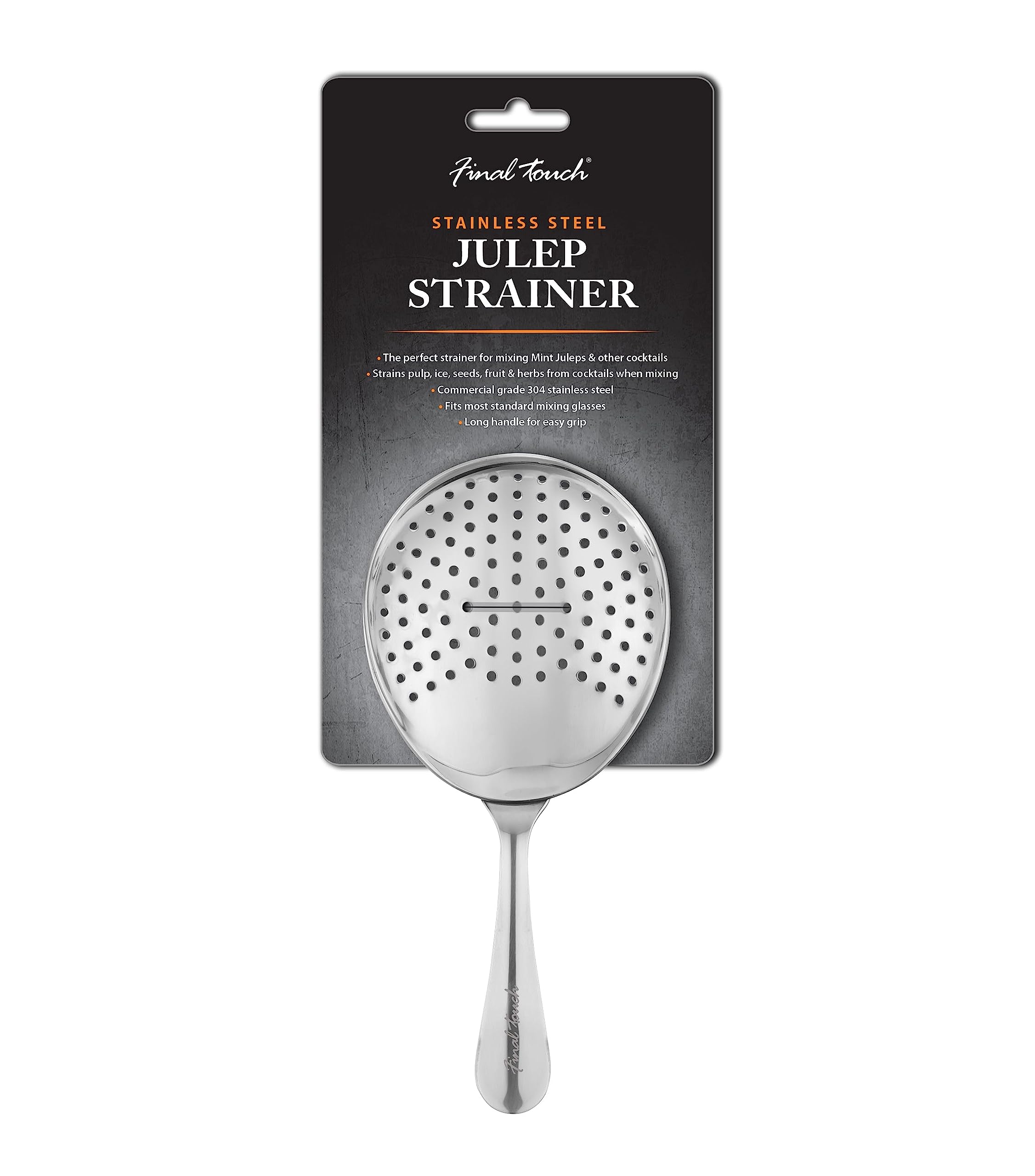 Passoire à Cocktail Julep En Acier Inox 304 – Filtre Vintage Pour Menthe, Fruits & Glaçons – Compatible Verres Mélange Standards