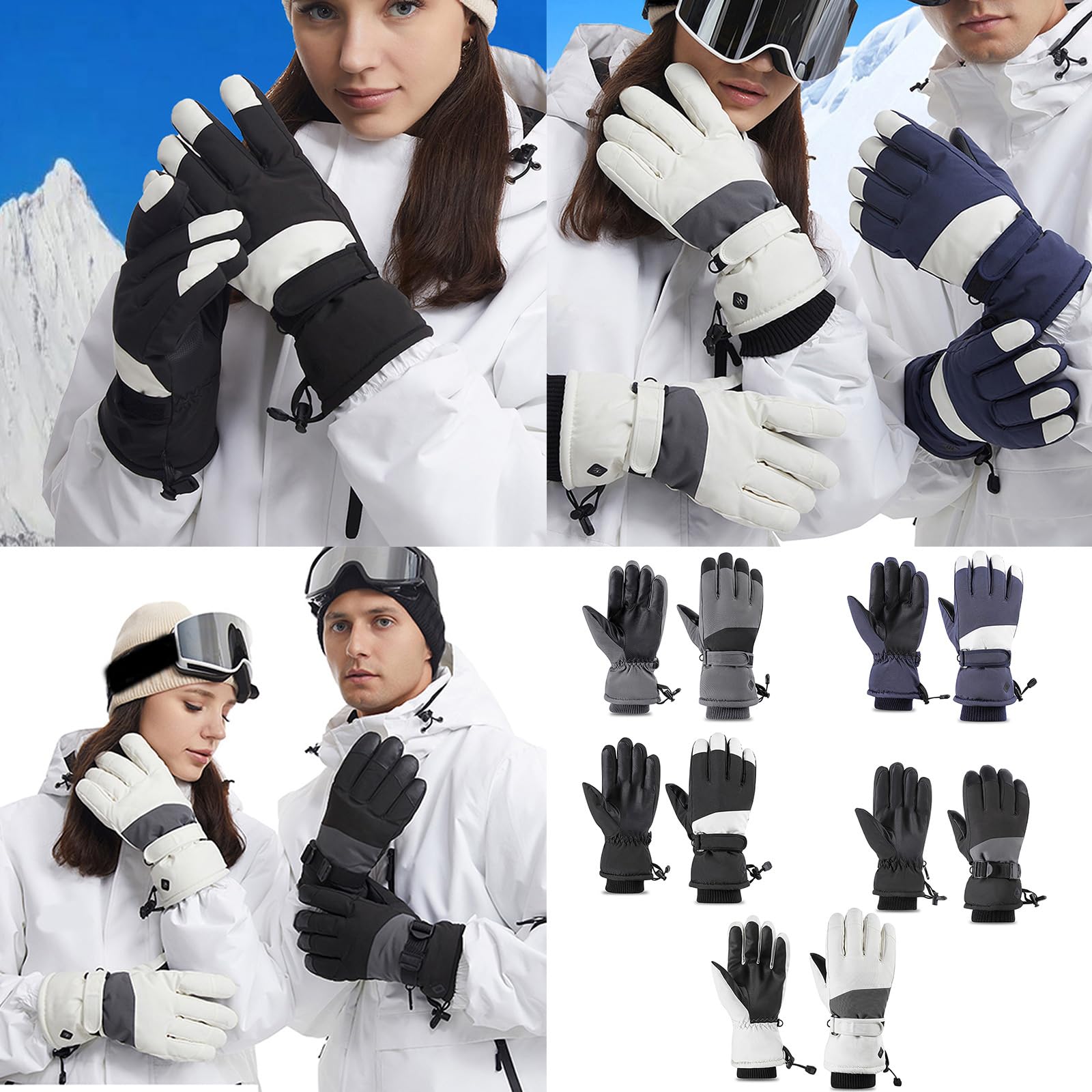 ZHIZHOUNEY Ski Gloves for Men and Women Winter Gloves Water Ski Gloves Warm Gloves Snowboard Gloves Touchscreens Gloves