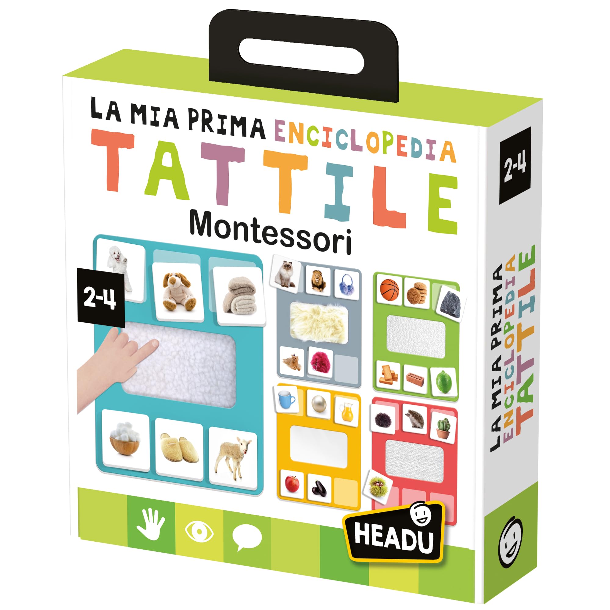 Headu La Mia Prima Tactile Montessori Encyclopedia Play and Discover with Special Tiles It53580 Educational Game for Children 2-4 Years Designed in Italy