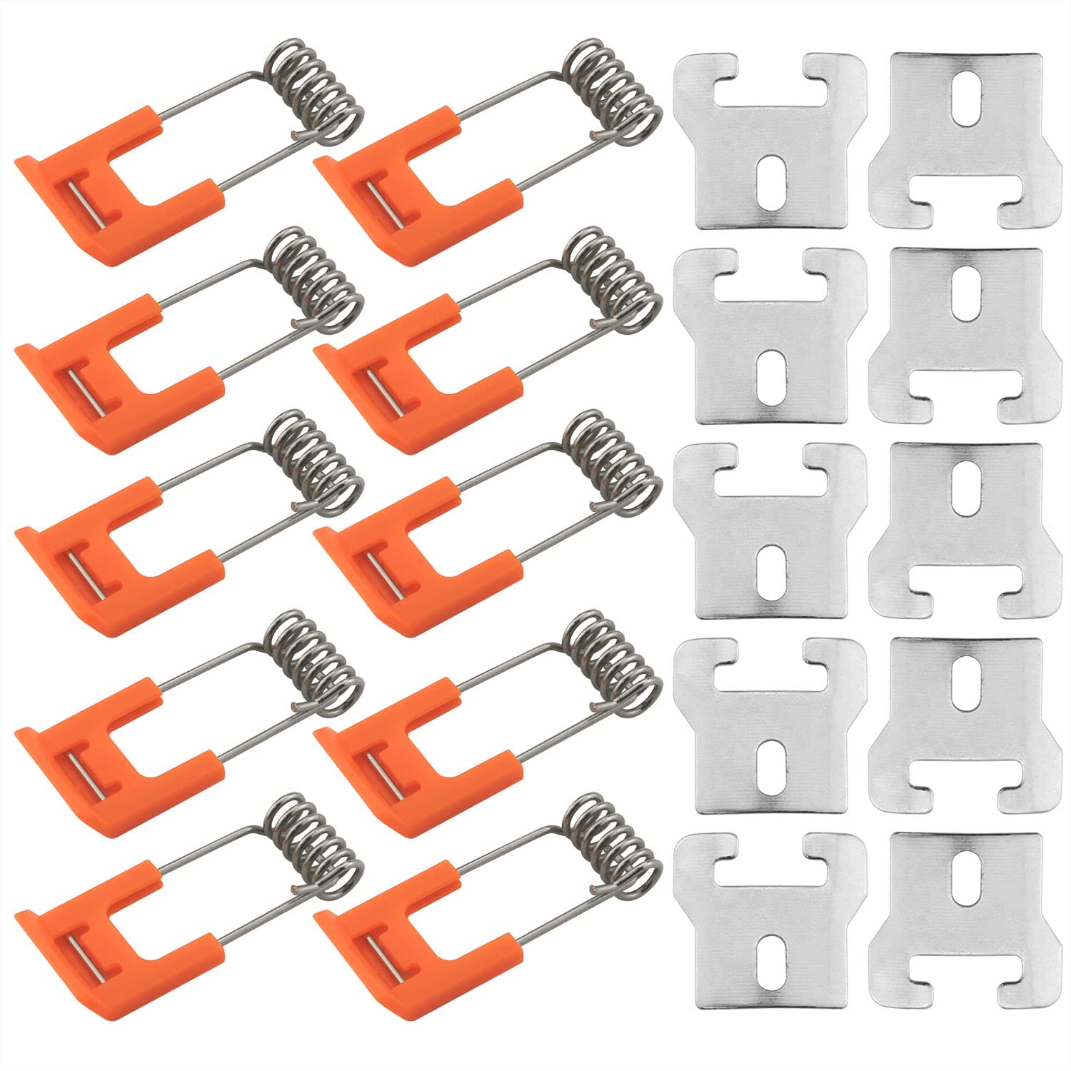 10pcs Downlight Panel Lamp Spring Clip Light Emitting Diode Recessed Lighting Accessories (T-Shaped Iron Piece 25x22mm + Orange Spring Hook 45x19mm)