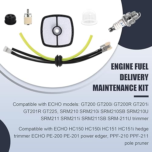 Miniatura 4 de Podoy SRM210 Kit de realimentación de filtro de aire con bujía, bombilla de cebador, manguera de línea de combustible para compatible con Echo