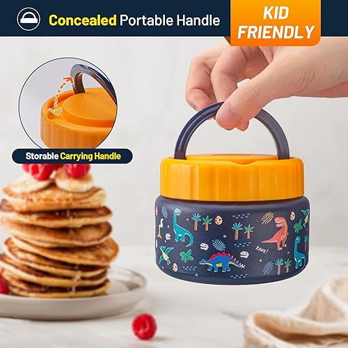 Miniatura 4 de Charcy Termo de 8 onzas para niños de comida caliente, termo de boca ancha a prueba de fugas, tarro de comida aislado para 5 horas calientes y 8