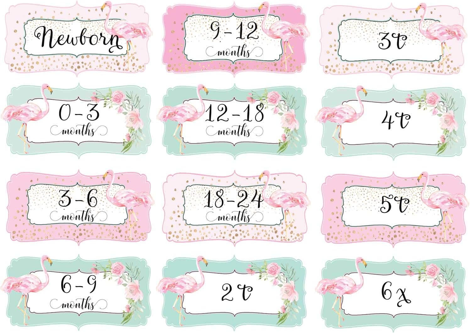 Girl Nursery Drawer Labels Pink Flamingo Baby Clothes Organizers Tropical Dresser Stickers