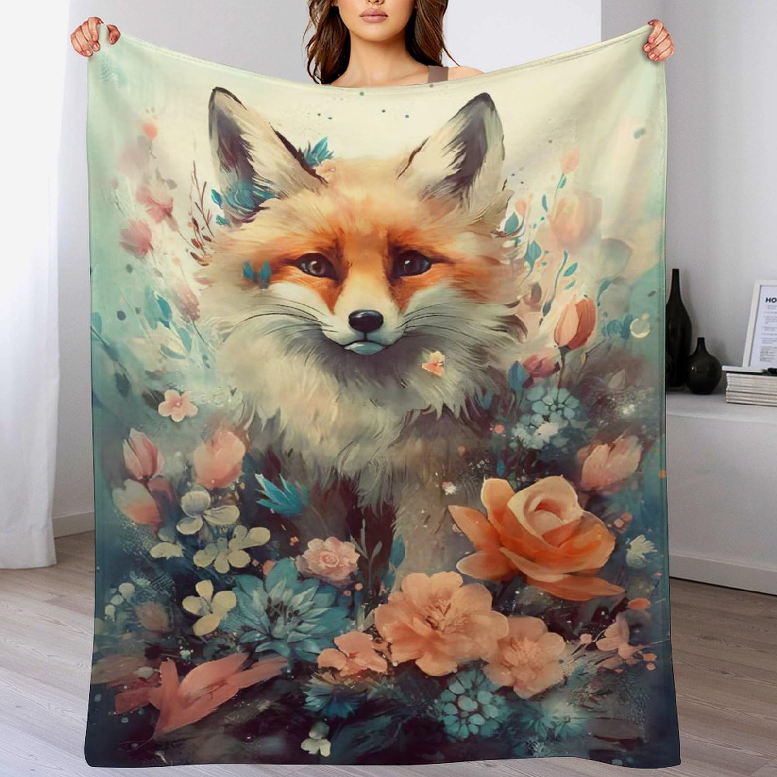 Couverture polaire flannel douce renard plaid chaud canapé lit 100x130