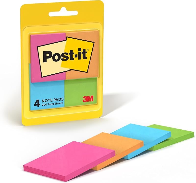 Post-it Notes, 1.38 x 1.88 in, Poptimistic Collection, 4 Pads | School Supplies and Office Products
