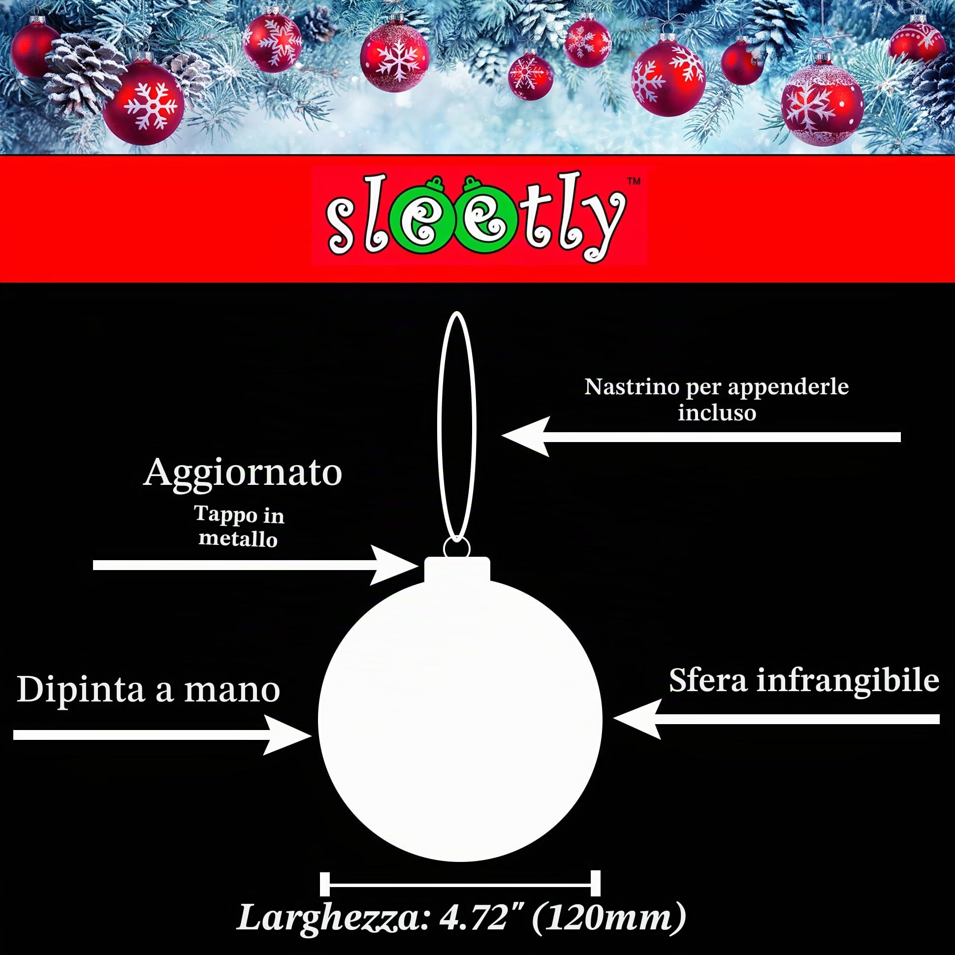 8pk Palline di Natale a spirale bianche trasparenti per decorazioni per l'albero di Natale - Palline di plastica infrangibili extra large da 120 mm e decorazioni a forma di fiocco di neve