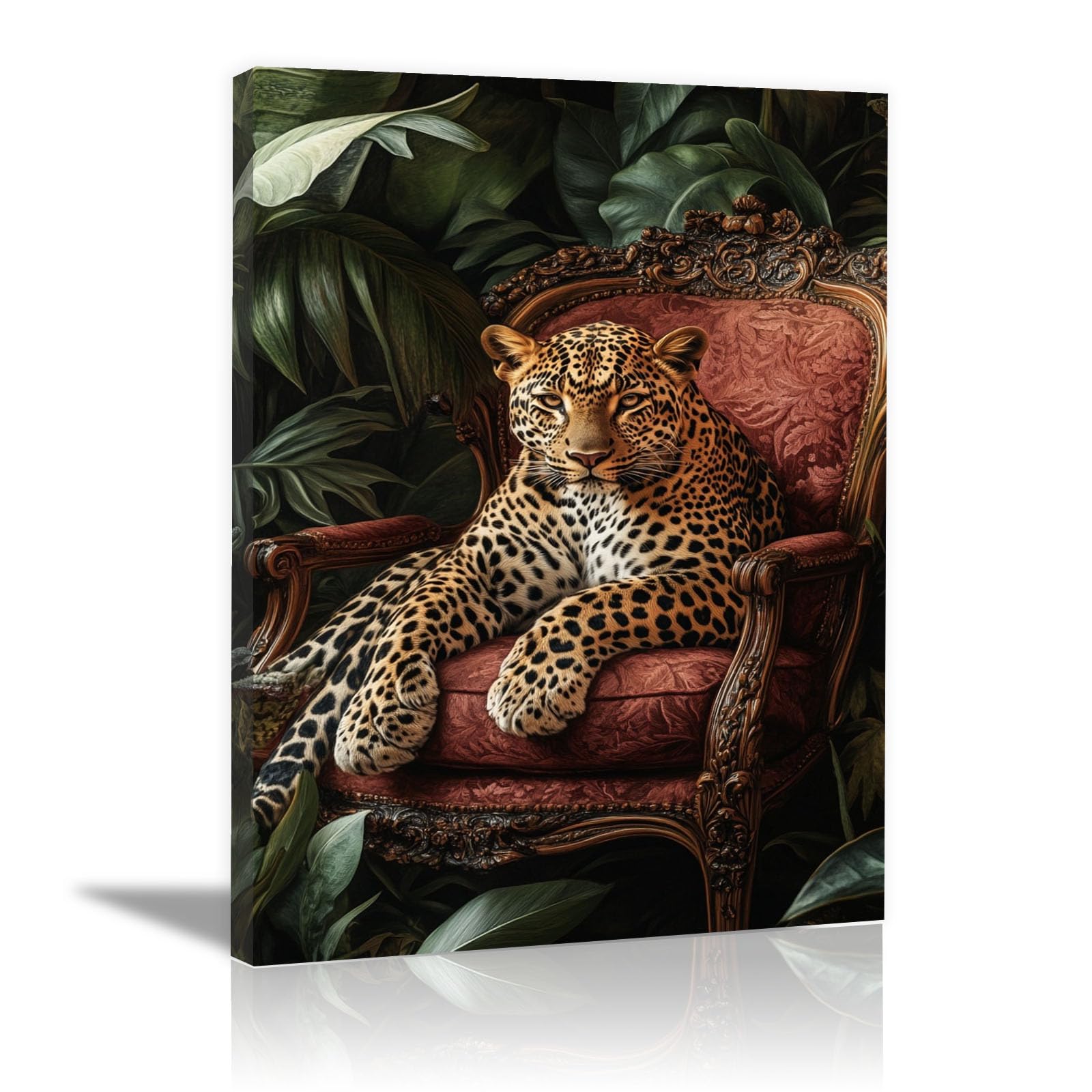 AMXBZC Obrazy Zwierzęta Pokój Dziecięcy Vintage Leopard Plakat Dekoracja Pokoju Baby Boy Dziewczyna Plakat Zwierzęta Las (Brown 7-80x120cm oprawiony