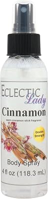 Cinnamon Body Spray (Double Strength), 4 ounces, Body Mist for Women with Clean, Light & Gentle Fragrance, Long Lasting Perfume with Comforting Scent for Men & Women, Cologne with Soft, Subtle Aroma
